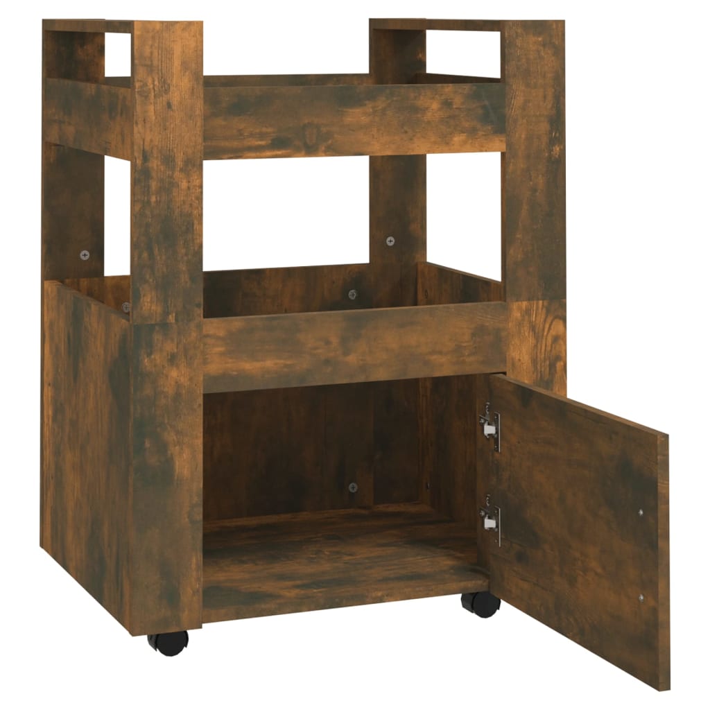 vidaXL Cărucior de bucătărie stejar fumuriu 60x45x80 cm lemn prelucrat vidaXL Cărucior de bucătărie stejar fumuriu 60x45x80 cm lemn prelucrat