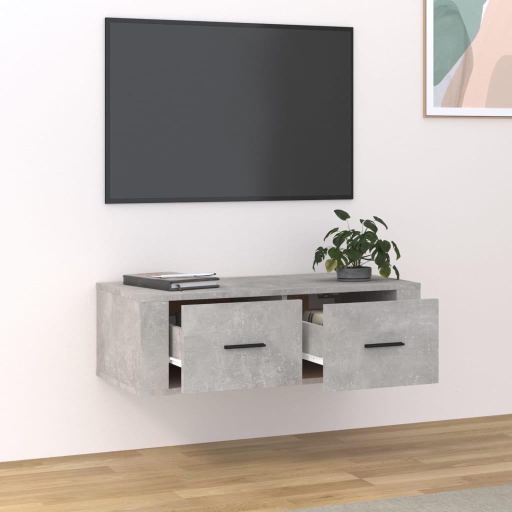 vidaXL Dulap TV suspendat, gri beton, 80x36x25 cm, lemn compozit vidaXL Dulap TV suspendat, gri beton, 80x36x25 cm, lemn compozit
