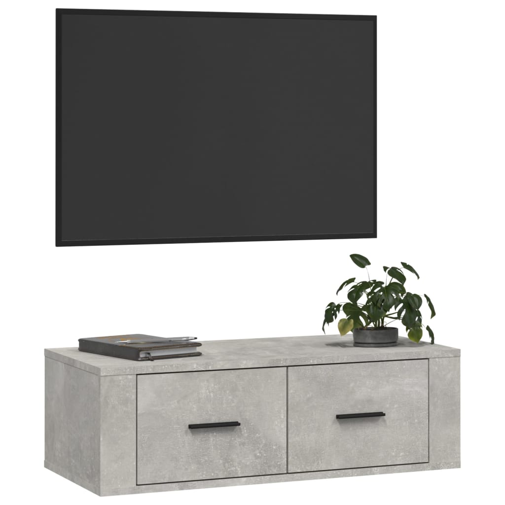 vidaXL Dulap TV suspendat, gri beton, 80x36x25 cm, lemn compozit vidaXL Dulap TV suspendat, gri beton, 80x36x25 cm, lemn compozit