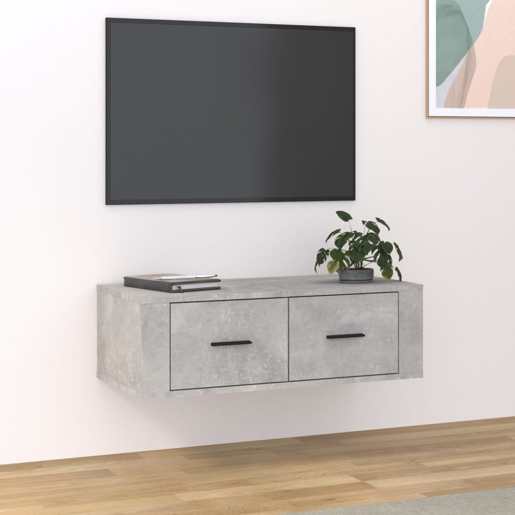 vidaXL Dulap TV suspendat, gri beton, 80x36x25 cm, lemn compozit vidaXL Dulap TV suspendat, gri beton, 80x36x25 cm, lemn compozit