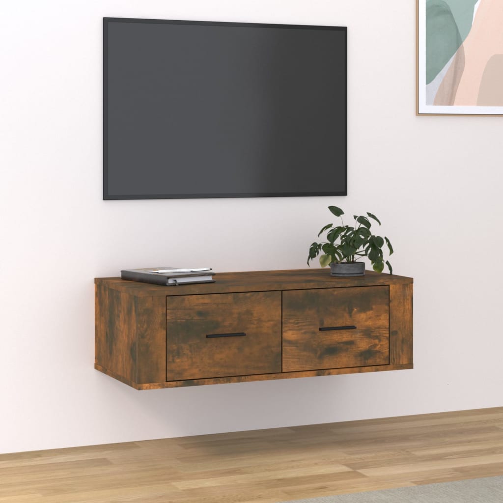 vidaXL Dulap TV suspendat, stejar fumuriu, 80x36x25 cm, lemn compozit vidaXL Dulap TV suspendat, stejar fumuriu, 80x36x25 cm, lemn compozit