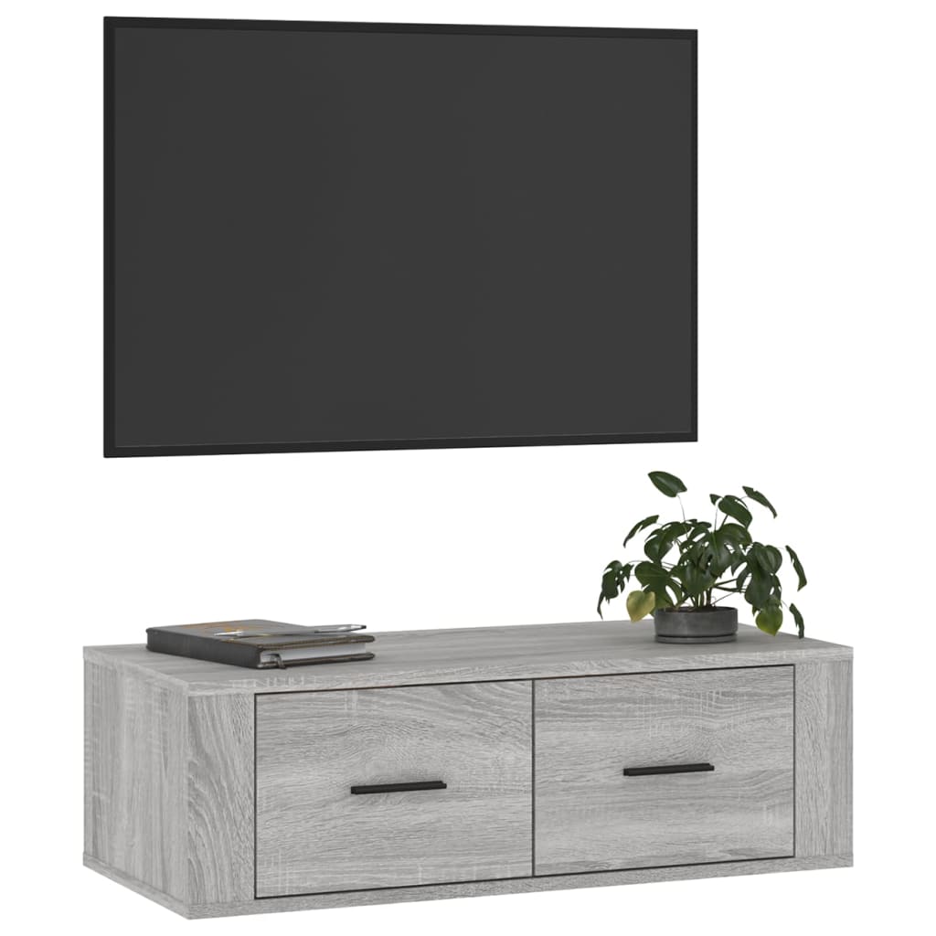 vidaXL Dulap TV suspendat, gri sonoma, 80x36x25 cm, lemn prelucrat vidaXL Dulap TV suspendat, gri sonoma, 80x36x25 cm, lemn prelucrat