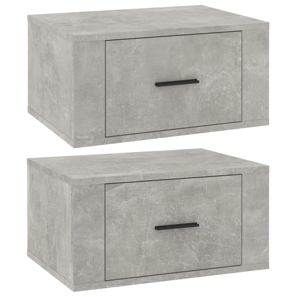 vidaXL Noptiere de perete, 2 buc., gri beton, 50x36x25 cm