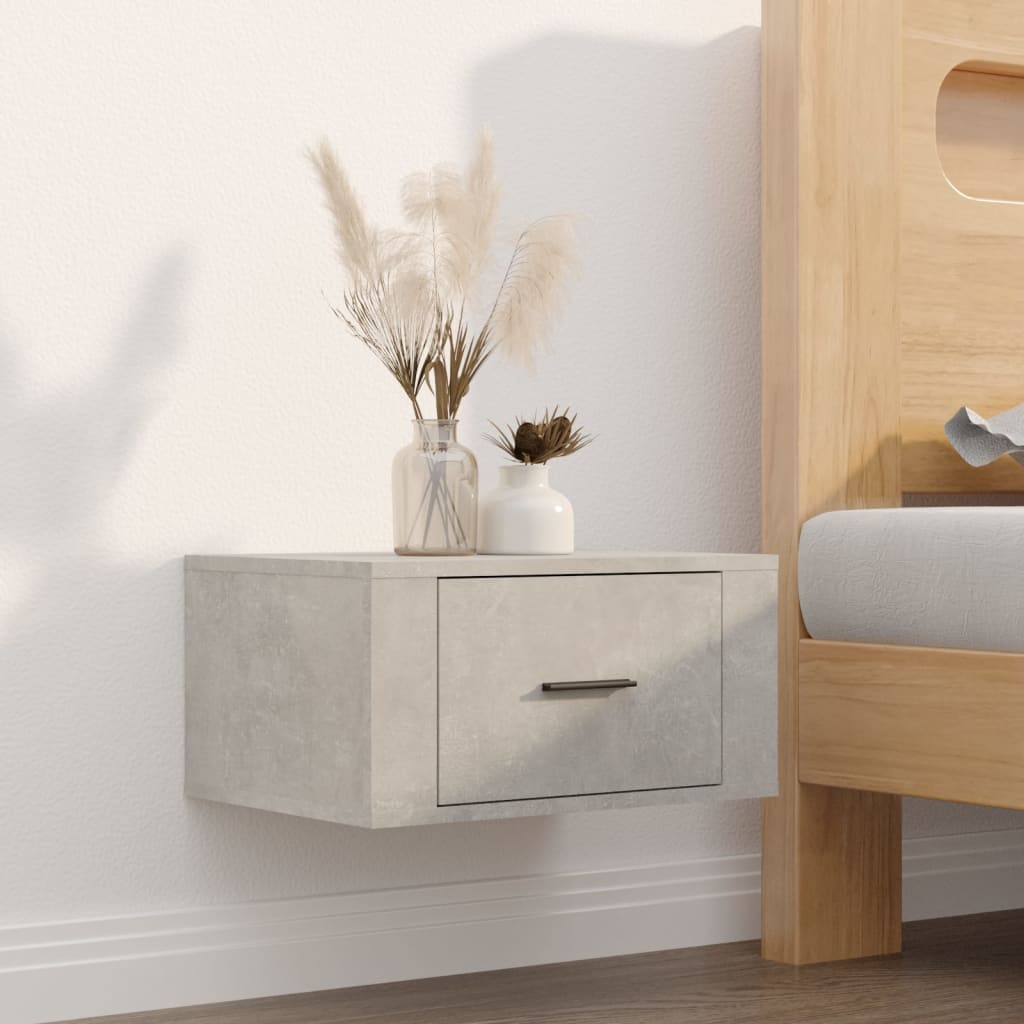 vidaXL Noptiere de perete, 2 buc., gri beton, 50x36x25 cm