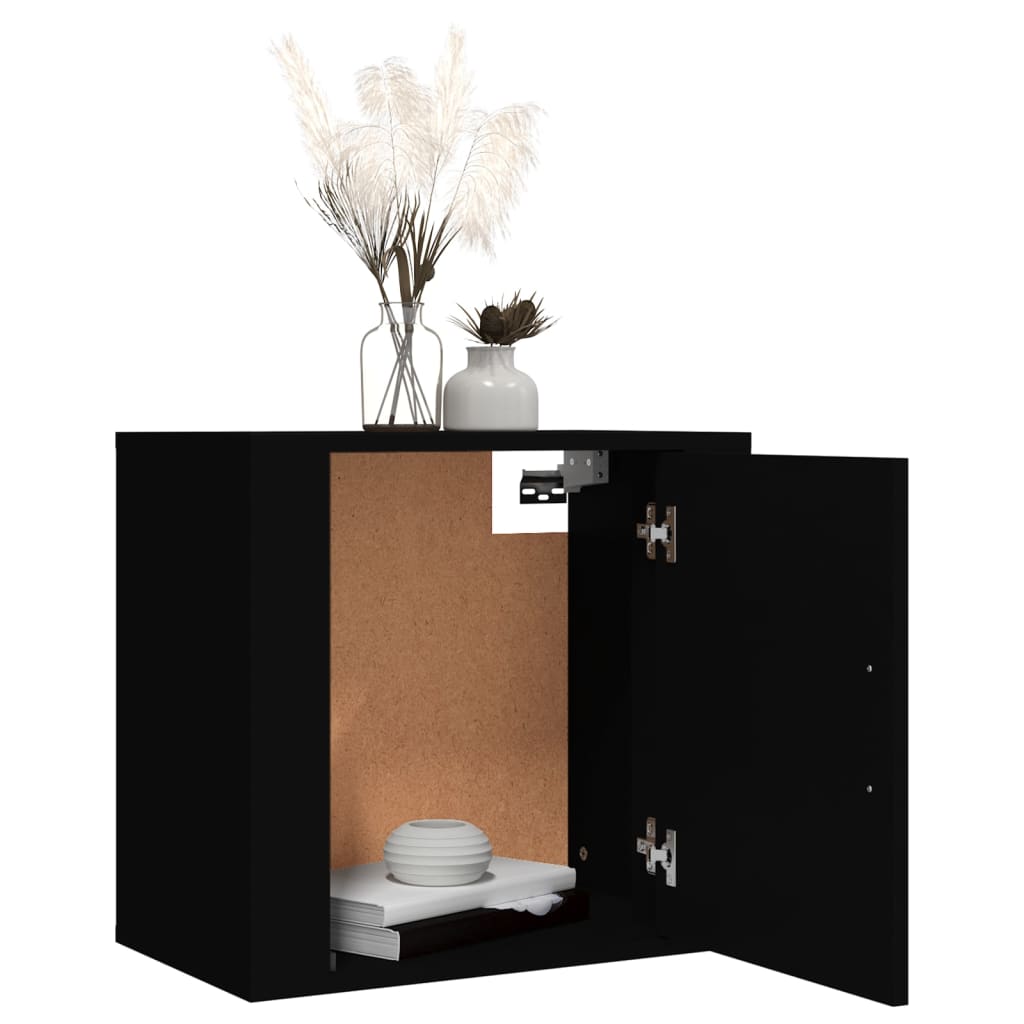 vidaXL Noptiere de perete, 2 buc., negru, 50x30x47 cm