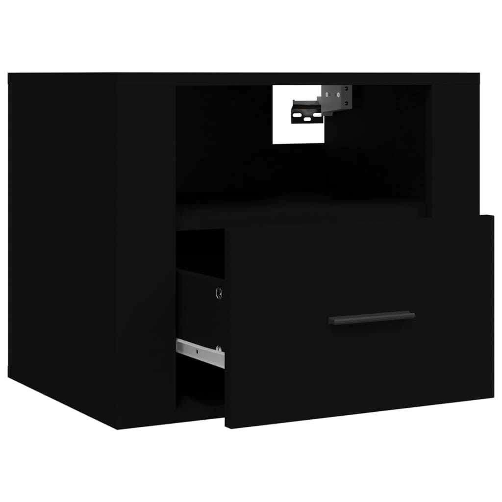 vidaXL Noptiere de perete, 2 buc., negru, 50x36x40 cm