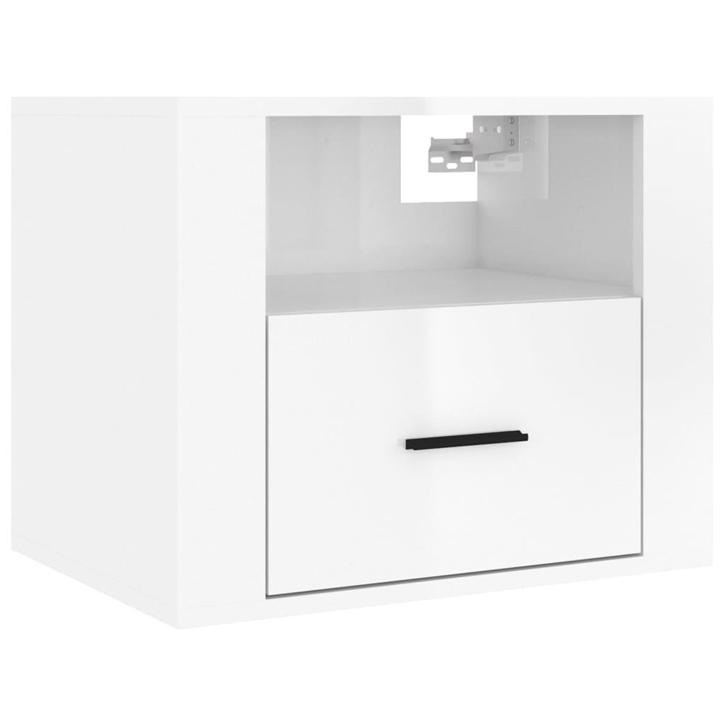 vidaXL Noptiere de perete, 2 buc., alb extralucios, 50x36x40 cm