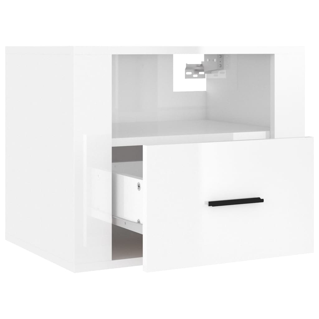 vidaXL Noptiere de perete, 2 buc., alb extralucios, 50x36x40 cm