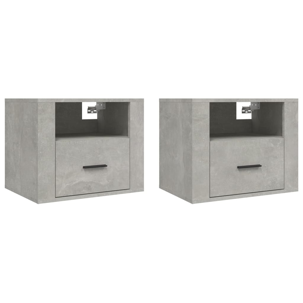 vidaXL Noptiere de perete, 2 buc., gri beton, 50x36x40 cm