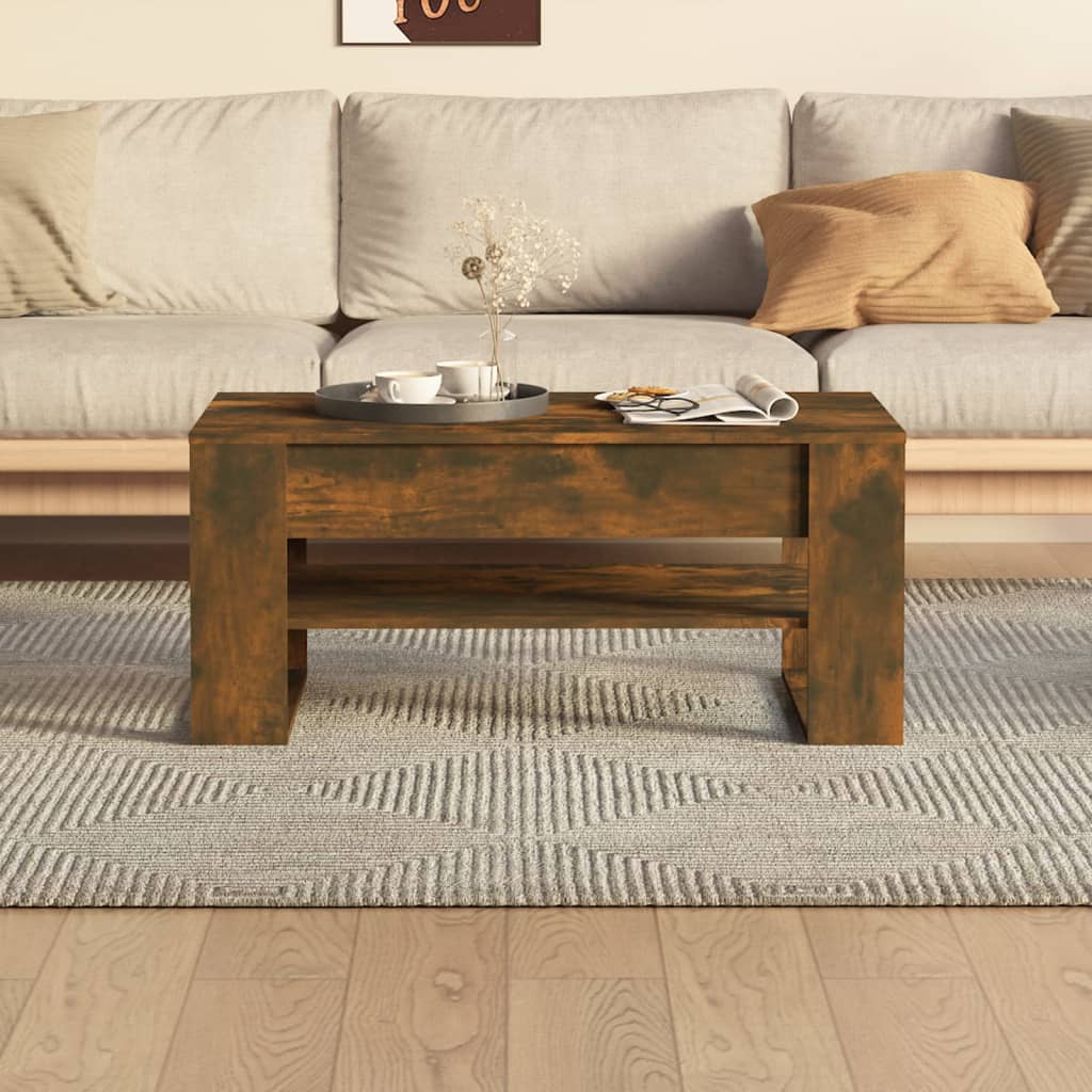 vidaXL Măsuță de cafea, stejar fumuriu, 102x55x45 cm, lemn prelucrat vidaXL Măsuță de cafea, stejar fumuriu, 102x55x45 cm, lemn prelucrat