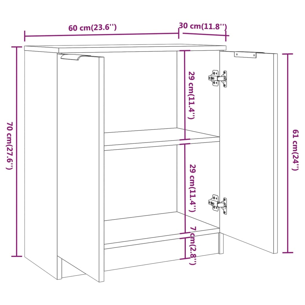 vidaXL Dulap, sonoma gri, 60x30x70 cm, lemn prelucrat