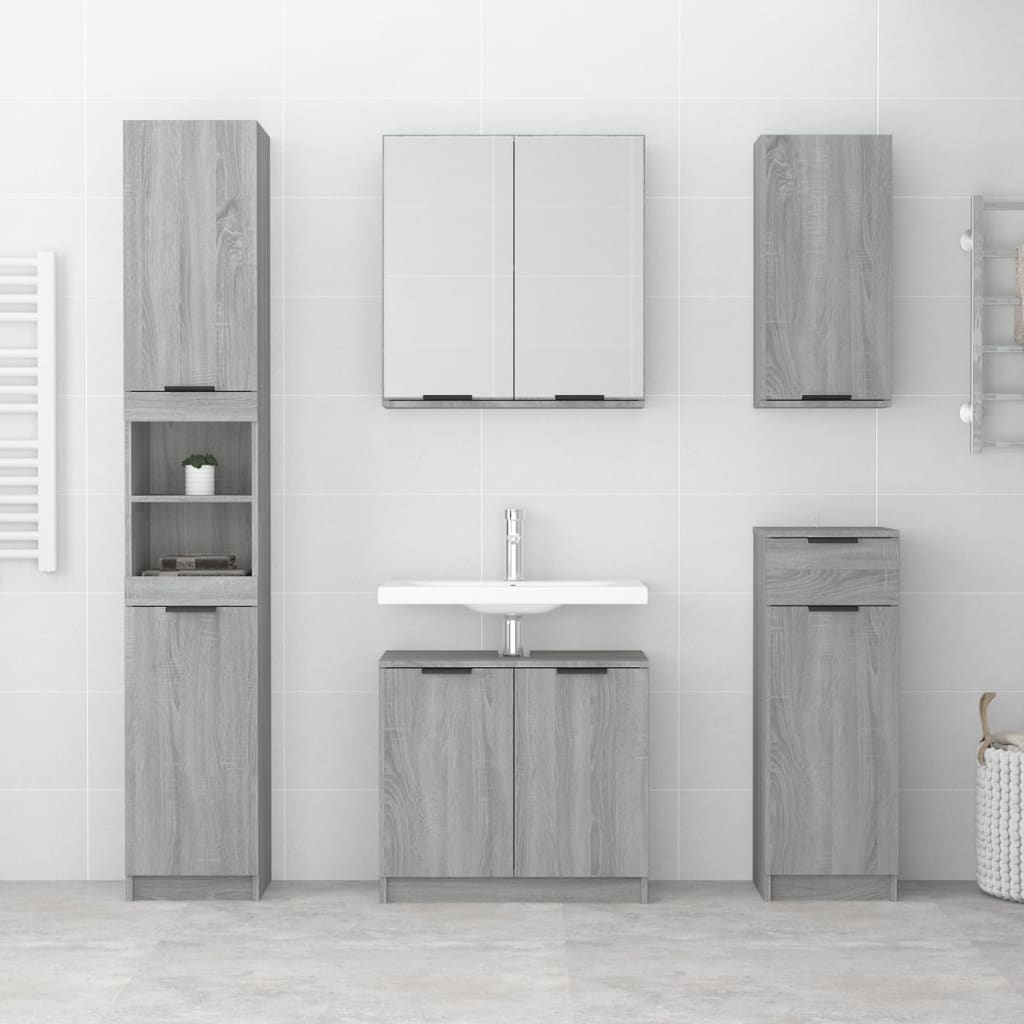 vidaXL Dulap de baie montat pe perete, gri sonoma, 32x20x67 cm