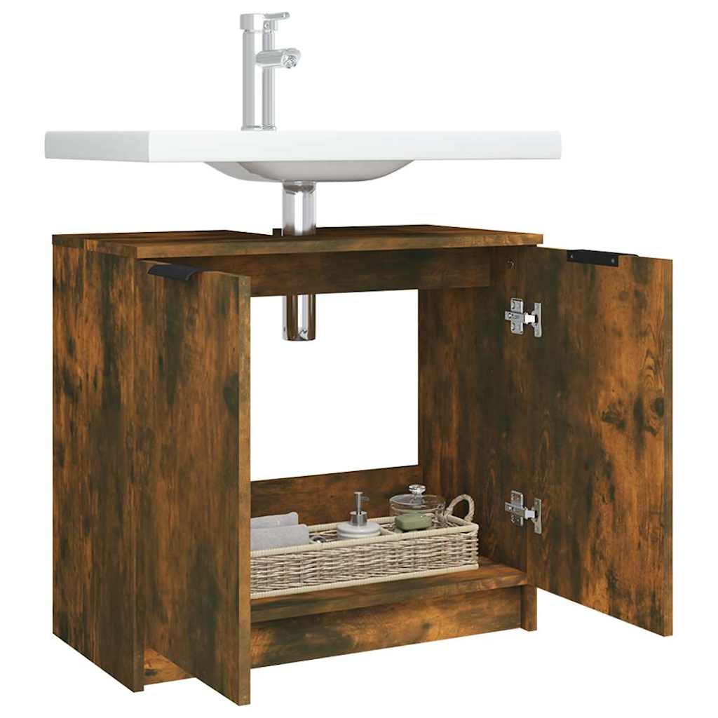 vidaXL Dulap de baie, stejar fumuriu, 64,5x33,5x59 cm, lemn prelucrat vidaXL Dulap de baie, stejar fumuriu, 64,5x33,5x59 cm, lemn prelucrat