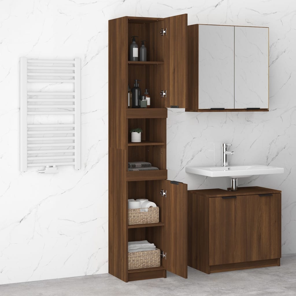 vidaXL Dulap de baie, stejar maro, 32x34x188,5 cm, lemn prelucrat vidaXL Dulap de baie, stejar maro, 32x34x188,5 cm, lemn prelucrat