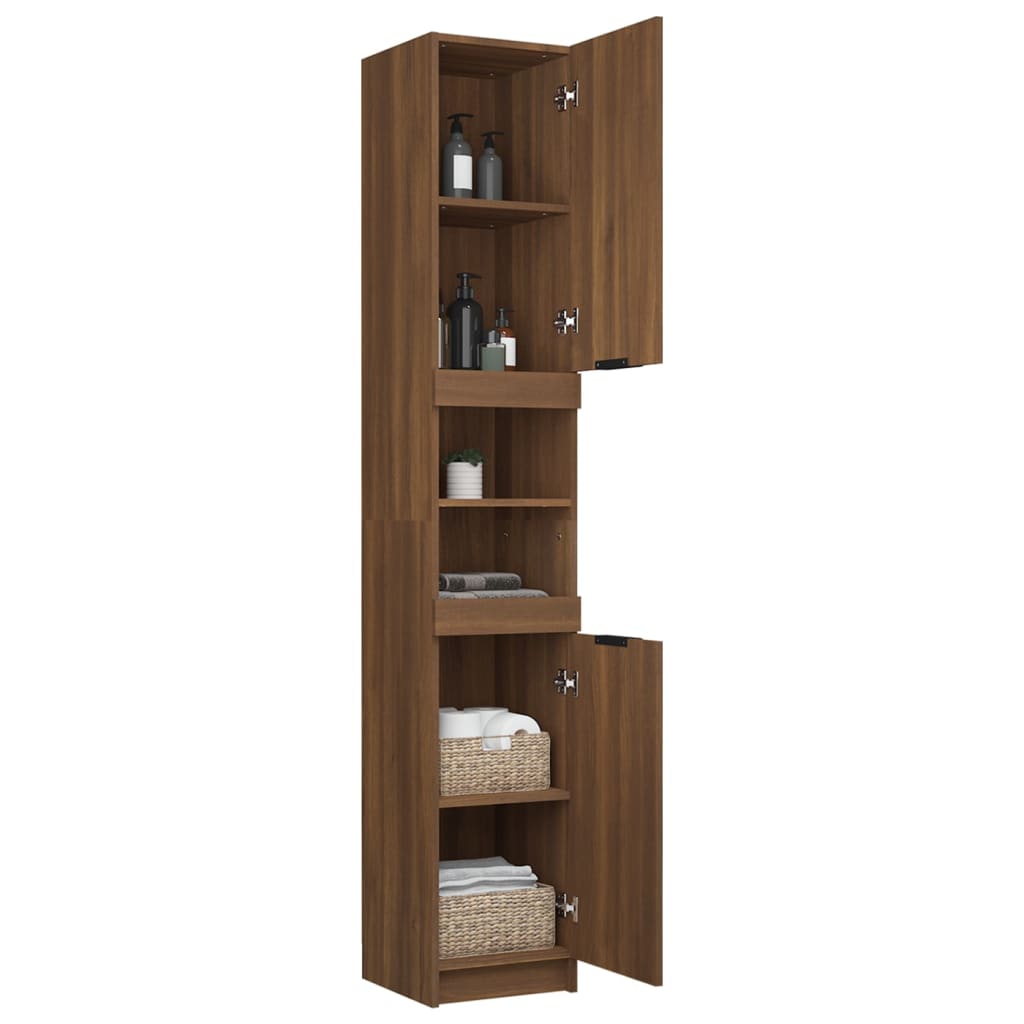 vidaXL Dulap de baie, stejar maro, 32x34x188,5 cm, lemn prelucrat vidaXL Dulap de baie, stejar maro, 32x34x188,5 cm, lemn prelucrat