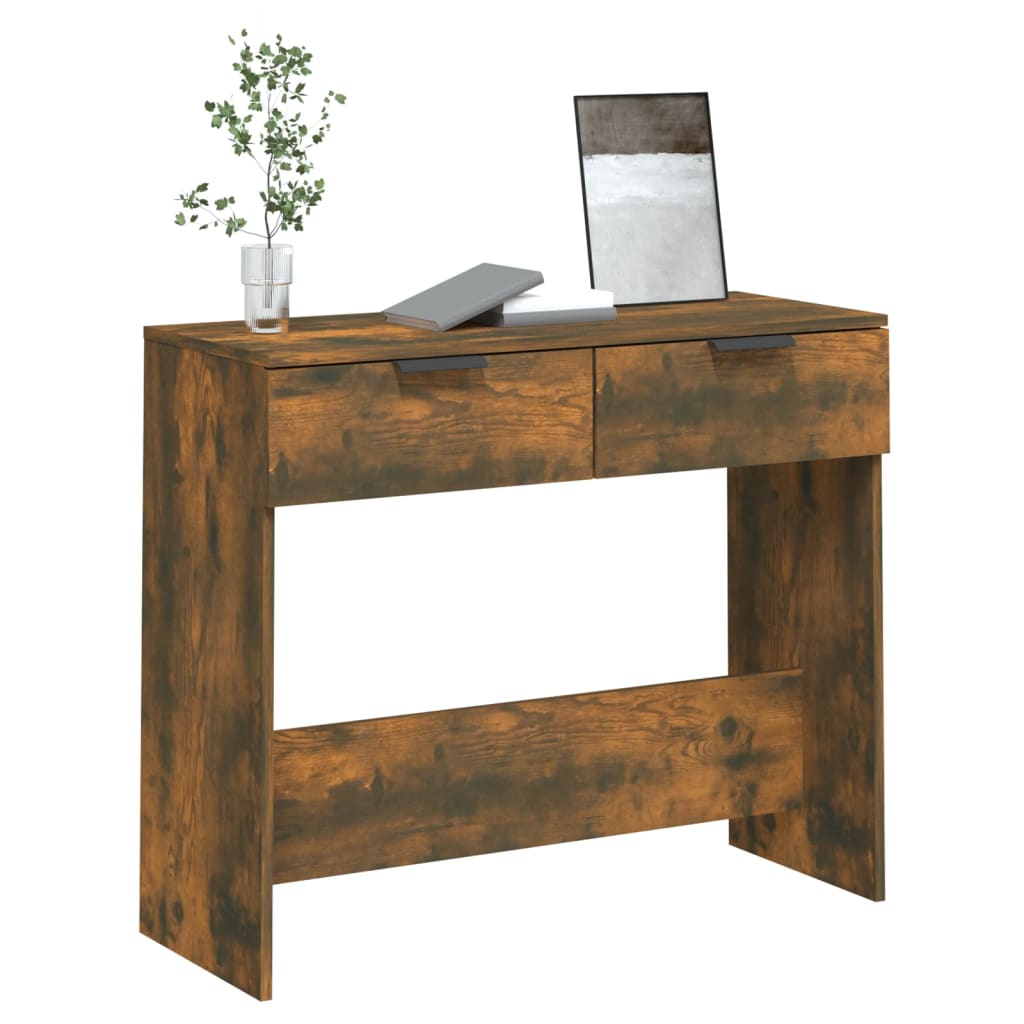 vidaXL Măsuță consolă, stejar fumuriu, 90x36x75 cm, lemn prelucrat vidaXL Măsuță consolă, stejar fumuriu, 90x36x75 cm, lemn prelucrat