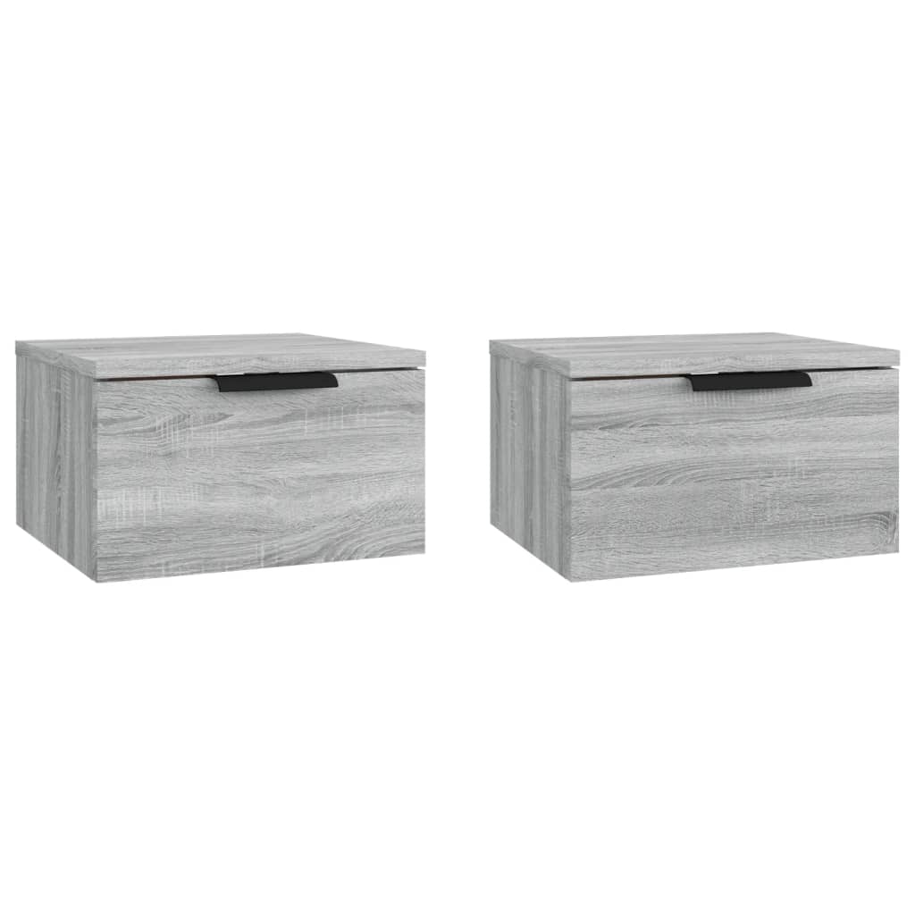 vidaXL Noptiere de perete, 2 buc., gri sonoma, 34x30x20 cm
