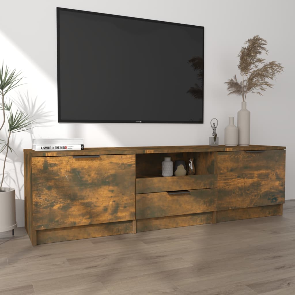 vidaXL Comodă TV, stejar fumuriu, 140x35x40 cm, lemn prelucrat vidaXL Comodă TV, stejar fumuriu, 140x35x40 cm, lemn prelucrat