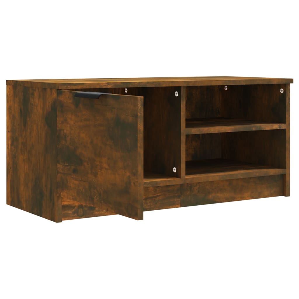 vidaXL Comodă TV, 2 buc.,stejar fumuriu, 80x35x36,5 cm, lemn prelucrat