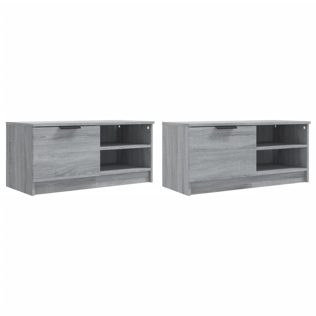 vidaXL Comodă TV, 2 buc., Sonoma gri, 80x35x36,5 cm, lemn prelucrat