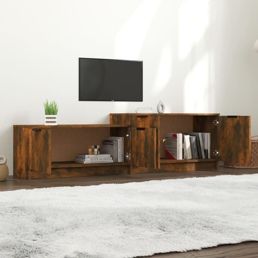 vidaXL Comodă TV, stejar fumuriu, 158,5x36x45 cm, lemn prelucrat