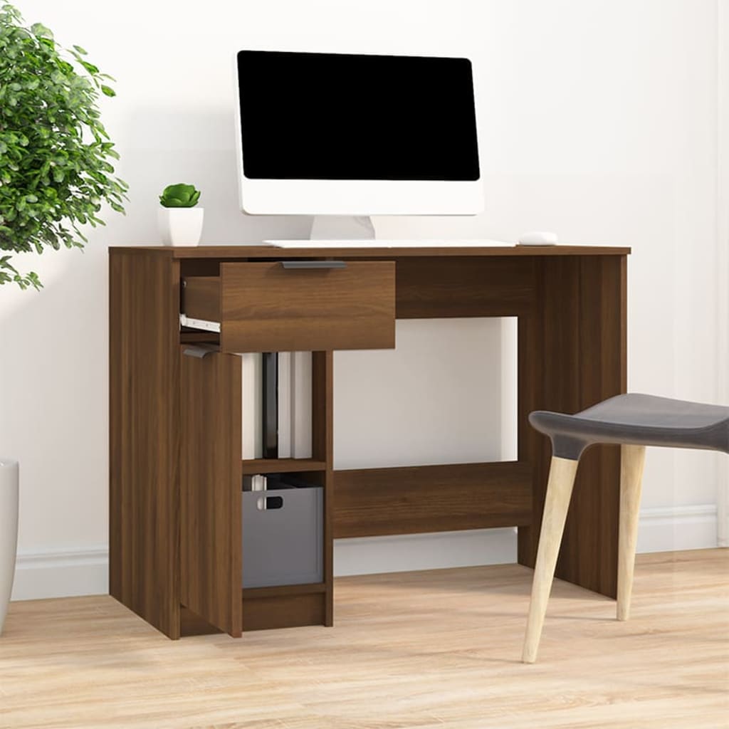 vidaXL Birou, stejar maro, 100x50x75 cm, lemn compozit