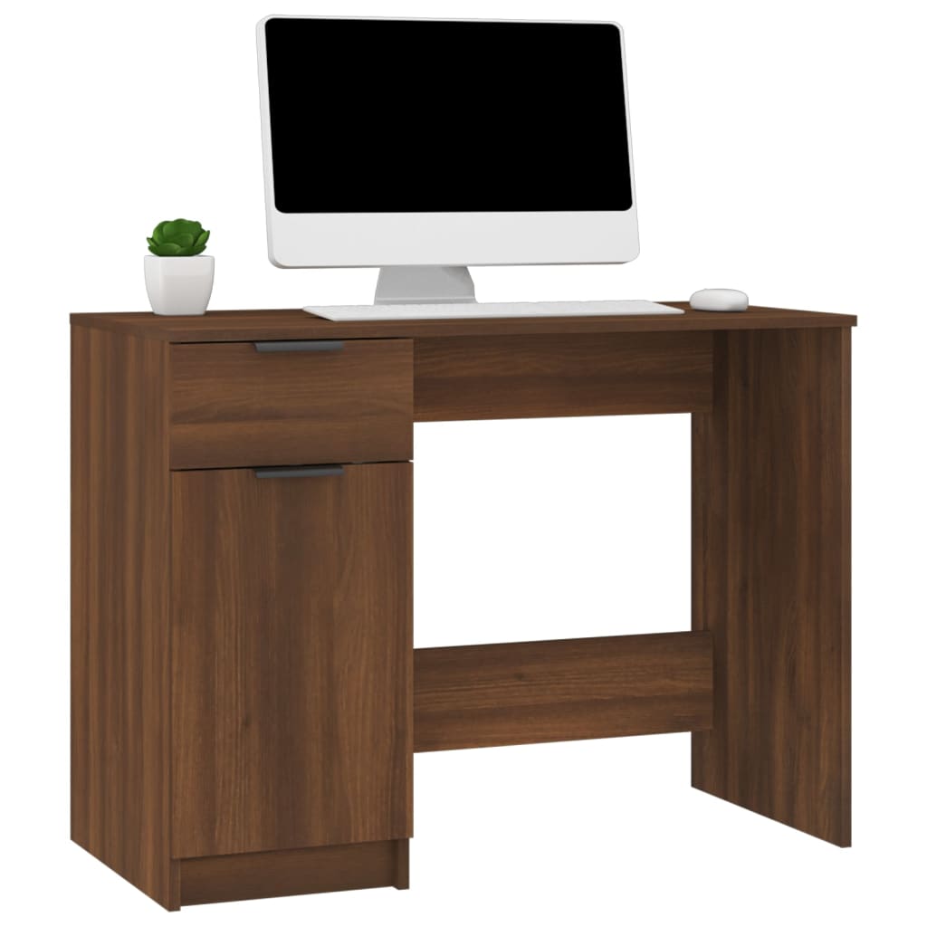 vidaXL Birou, stejar maro, 100x50x75 cm, lemn compozit