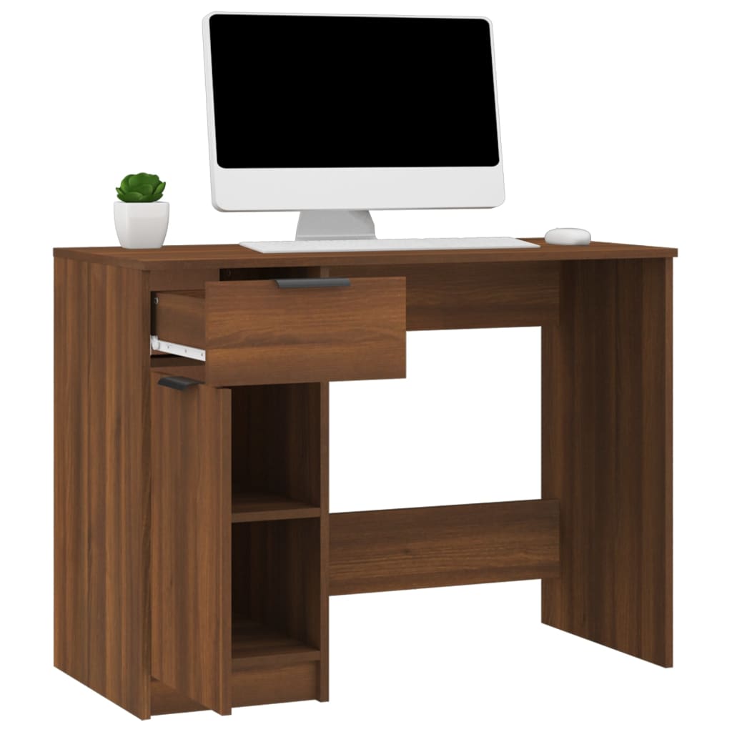 vidaXL Birou, stejar maro, 100x50x75 cm, lemn compozit