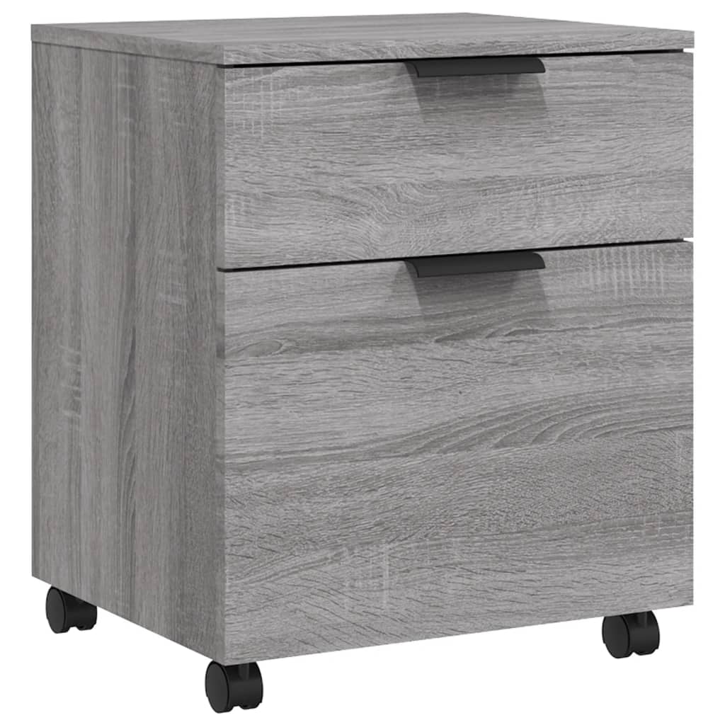 vidaXL Fișet mobil cu roți, gri sonoma, 45x38x54 cm, lemn prelucrat vidaXL Fișet mobil cu roți, gri sonoma, 45x38x54 cm, lemn prelucrat