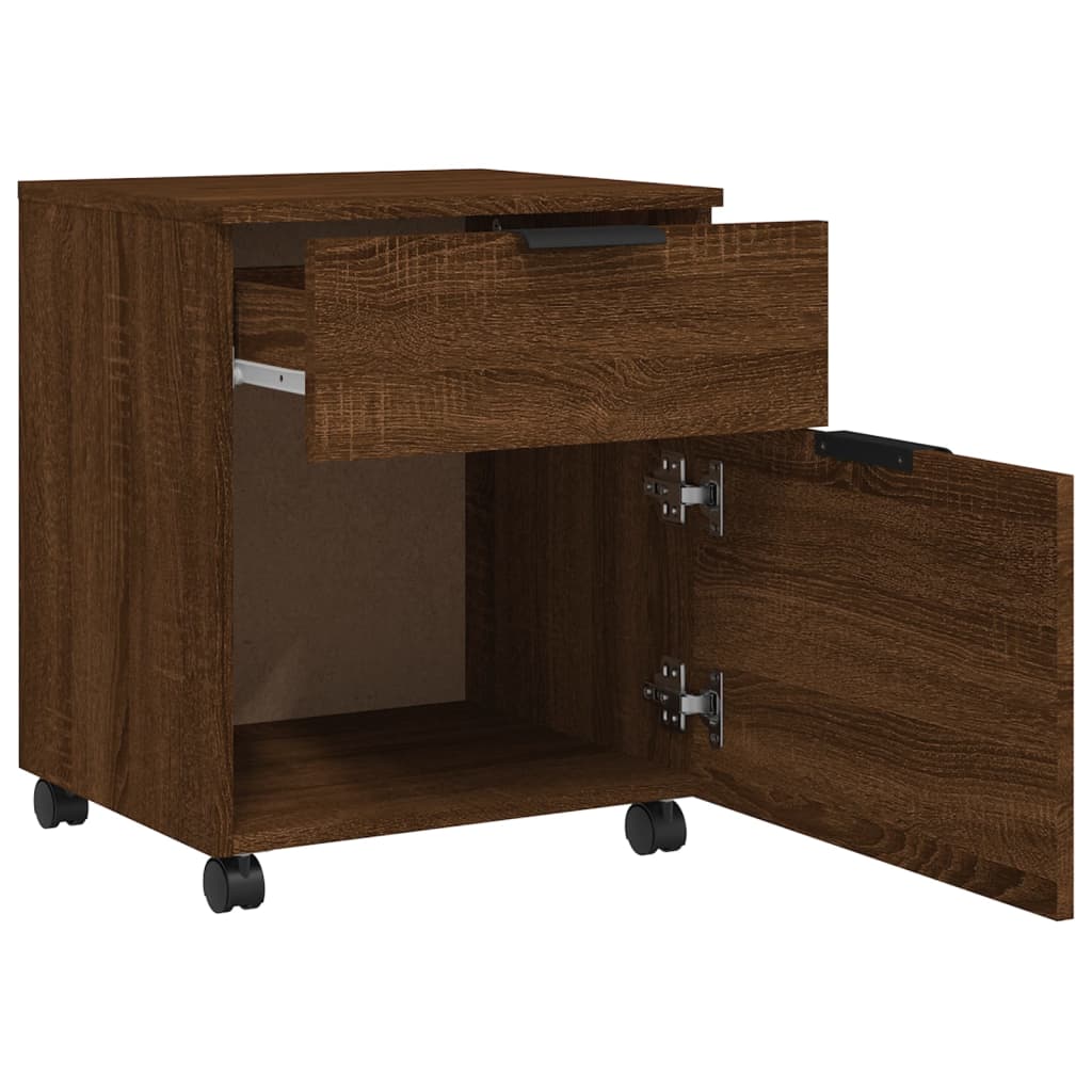 vidaXL Fișet mobil cu roți, stejar maro, 45x38x54 cm lemn prelucrat vidaXL Fișet mobil cu roți, stejar maro, 45x38x54 cm lemn prelucrat