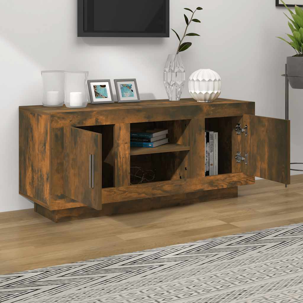 vidaXL Comodă TV, stejar afumat, 102x35x45 cm, lemn prelucrat vidaXL Comodă TV, stejar afumat, 102x35x45 cm, lemn prelucrat