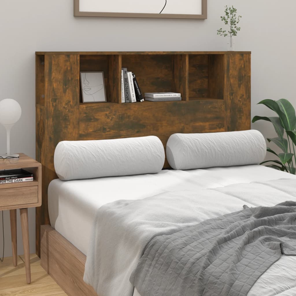 vidaXL Tăblie de pat cu dulap, stejar fumuriu, 120x18,5x102,5 cm vidaXL Tăblie de pat cu dulap, stejar fumuriu, 120x18,5x102,5 cm