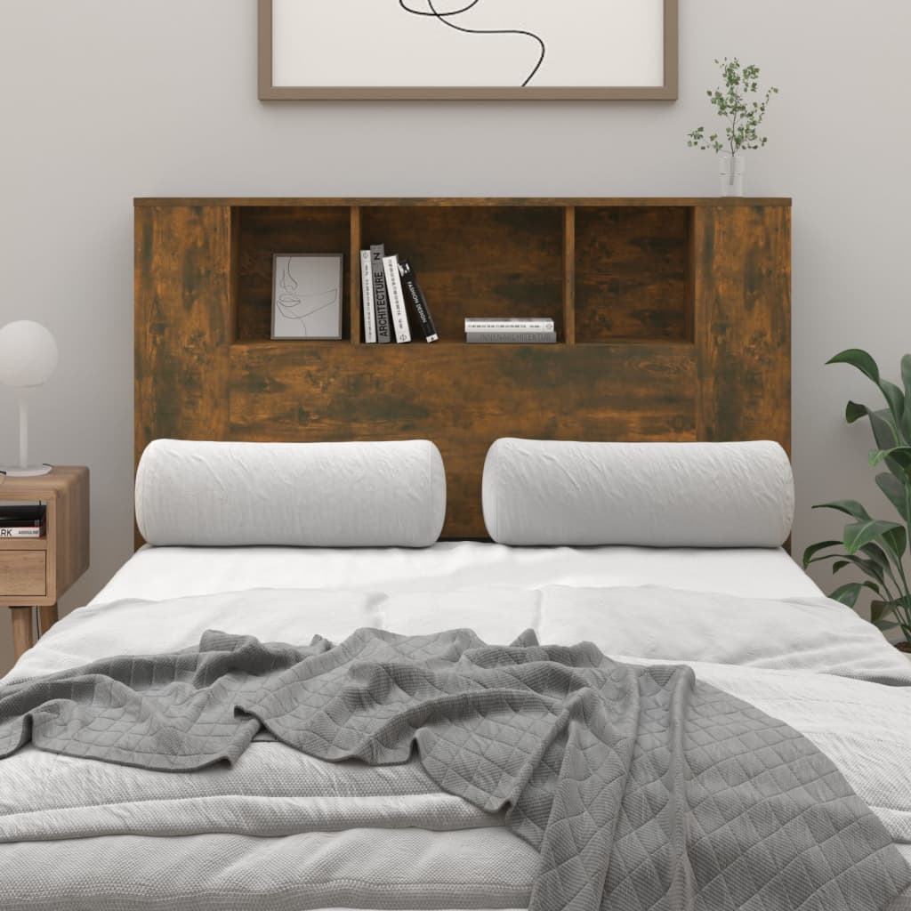 vidaXL Tăblie de pat cu dulap, stejar fumuriu, 120x18,5x102,5 cm vidaXL Tăblie de pat cu dulap, stejar fumuriu, 120x18,5x102,5 cm