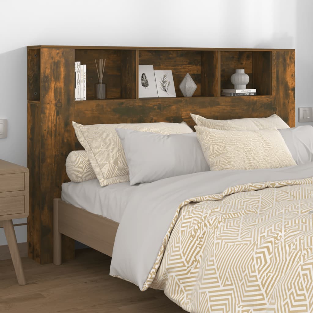 vidaXL Tăblie de pat cu dulap, stejar afumat, 160x18,5x104,5 cm vidaXL Tăblie de pat cu dulap, stejar afumat, 160x18,5x104,5 cm