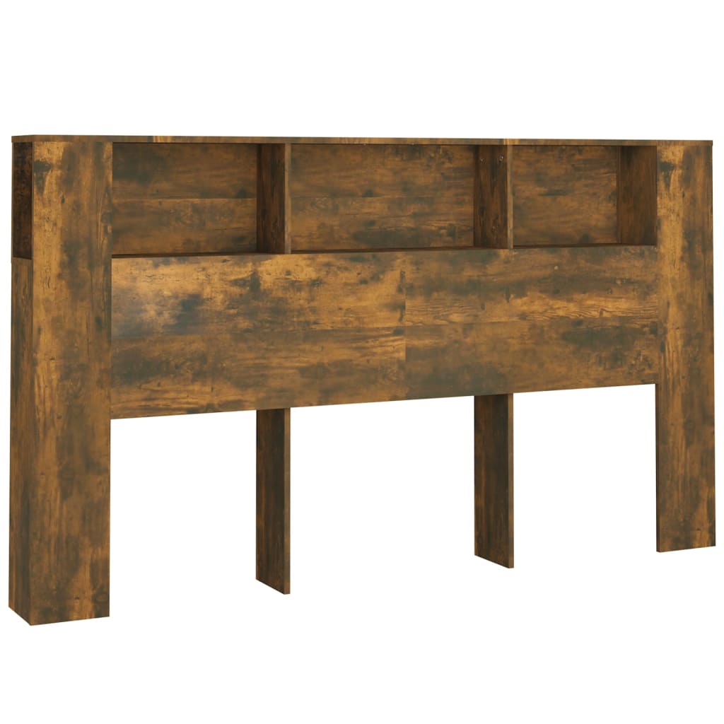 vidaXL Tăblie de pat cu dulap, stejar fumuriu, 180x18,5x104,5 cm vidaXL Tăblie de pat cu dulap, stejar fumuriu, 180x18,5x104,5 cm