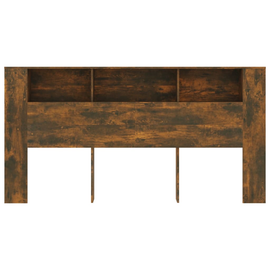 vidaXL Tăblie de pat cu dulap, stejar fumuriu, 200x18,5x104,5 cm