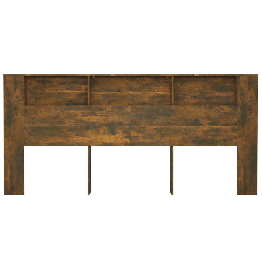 vidaXL Tăblie de pat cu dulap, stejar fumuriu, 220x18,5x104,5 cm