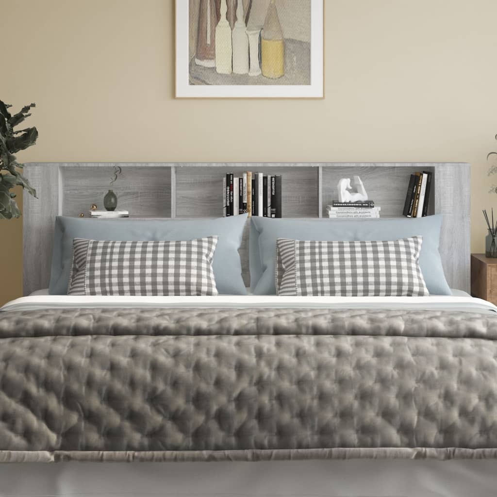 vidaXL Tăblie de pat cu dulap, gri sonoma, 220x18,5x104,5 cm vidaXL Tăblie de pat cu dulap, gri sonoma, 220x18,5x104,5 cm