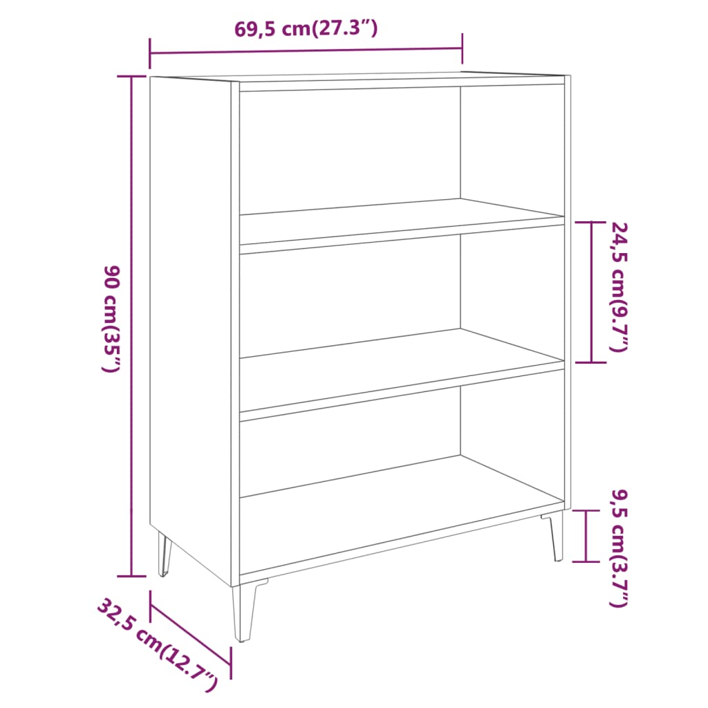vidaXL Servantă, stejar maro, 69,5x32,5x90 cm, lemn prelucrat