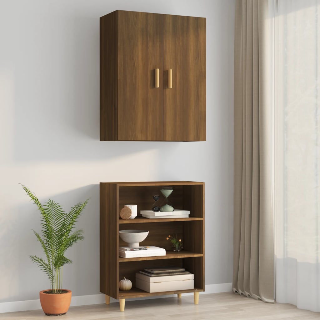vidaXL Dulap de perete suspendat, stejar maro, 69,5x34x90 cm