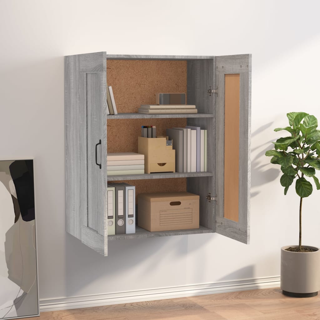 vidaXL Dulap de perete suspendat, gri sonoma, 69,5x32,5x90 cm