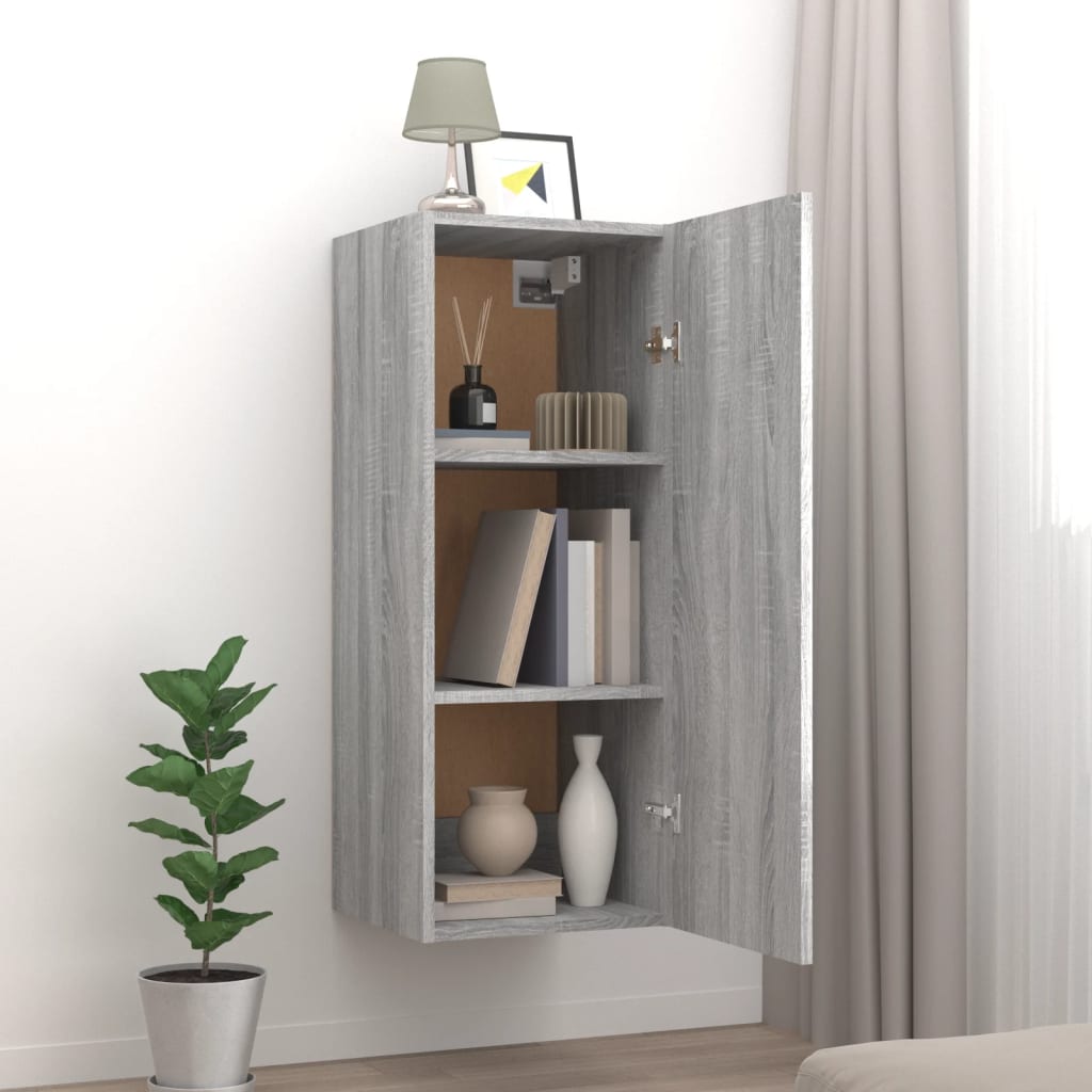 vidaXL Dulap de perete, gri sonoma, 34,5x34x90 cm, lemn compozit vidaXL Dulap de perete, gri sonoma, 34,5x34x90 cm, lemn compozit