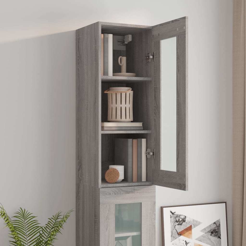 vidaXL Dulap de perete suspendat, gri sonoma, 34,5x34x90 cm