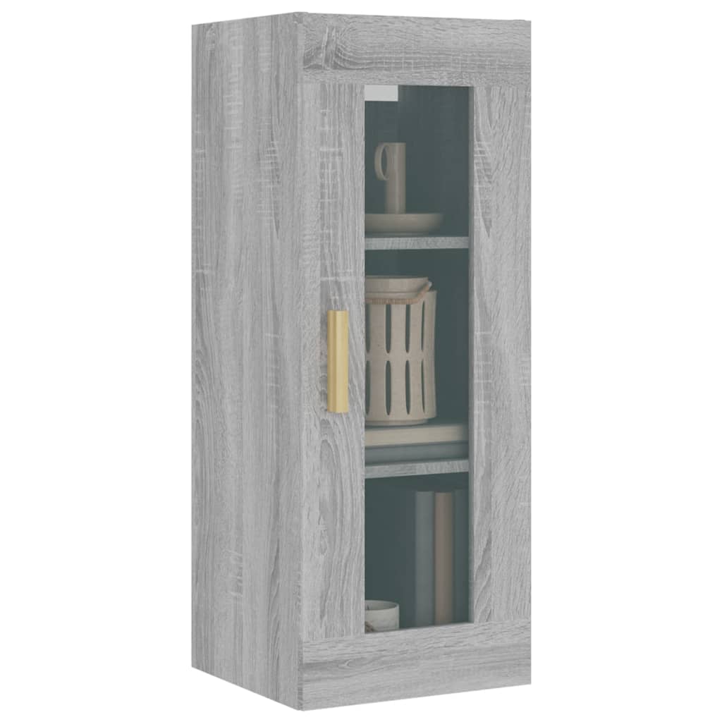 vidaXL Dulap de perete suspendat, gri sonoma, 34,5x34x90 cm