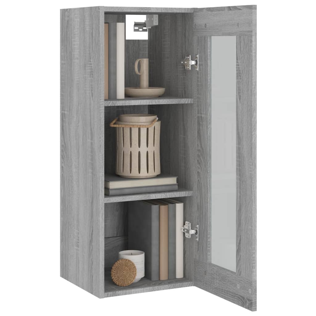 vidaXL Dulap de perete suspendat, gri sonoma, 34,5x34x90 cm