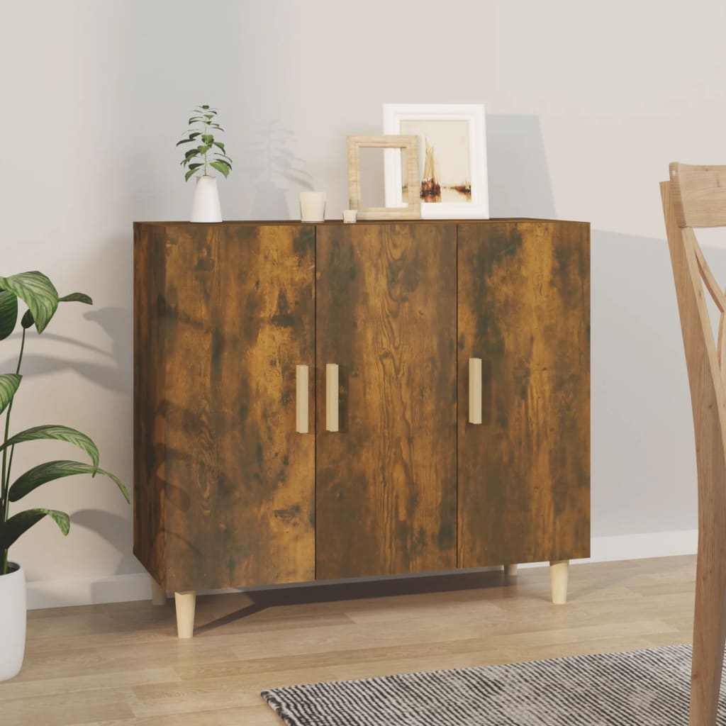 vidaXL Servantă, stejar fumuriu, 90x34x80 cm, lemn compozit vidaXL Servantă, stejar fumuriu, 90x34x80 cm, lemn compozit