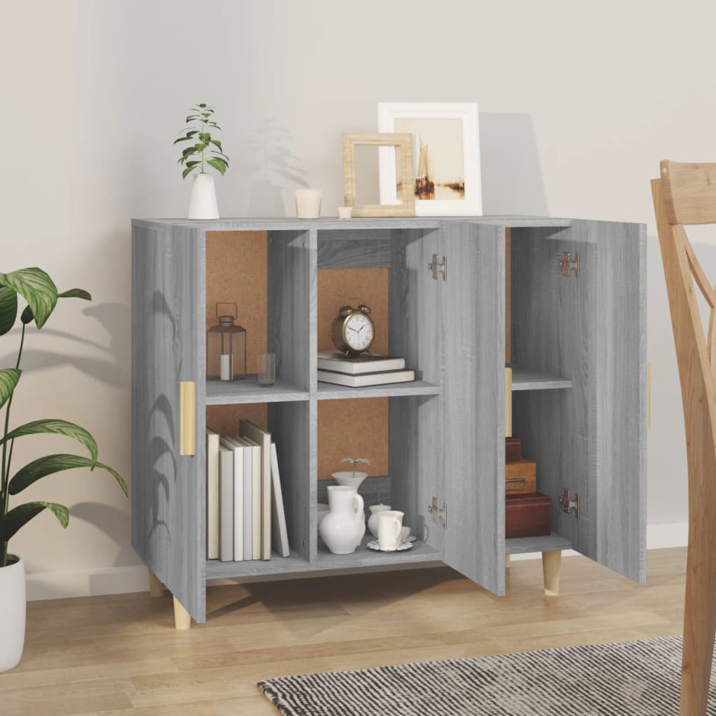 vidaXL Servantă, gri sonoma, 90x34x80 cm, lemn compozit vidaXL Servantă, gri sonoma, 90x34x80 cm, lemn compozit