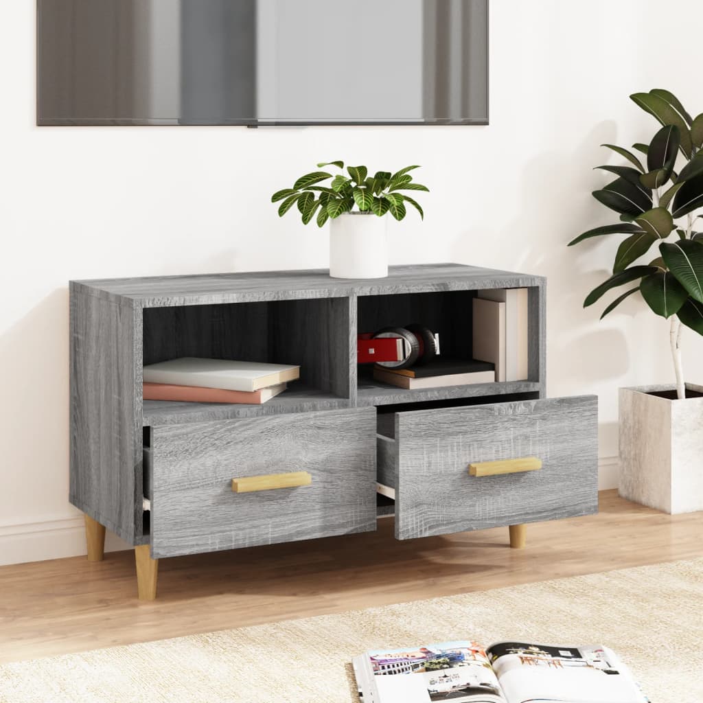 vidaXL Comodă TV, gri sonoma, 80x36x50 cm, lemn prelucrat vidaXL Comodă TV, gri sonoma, 80x36x50 cm, lemn prelucrat