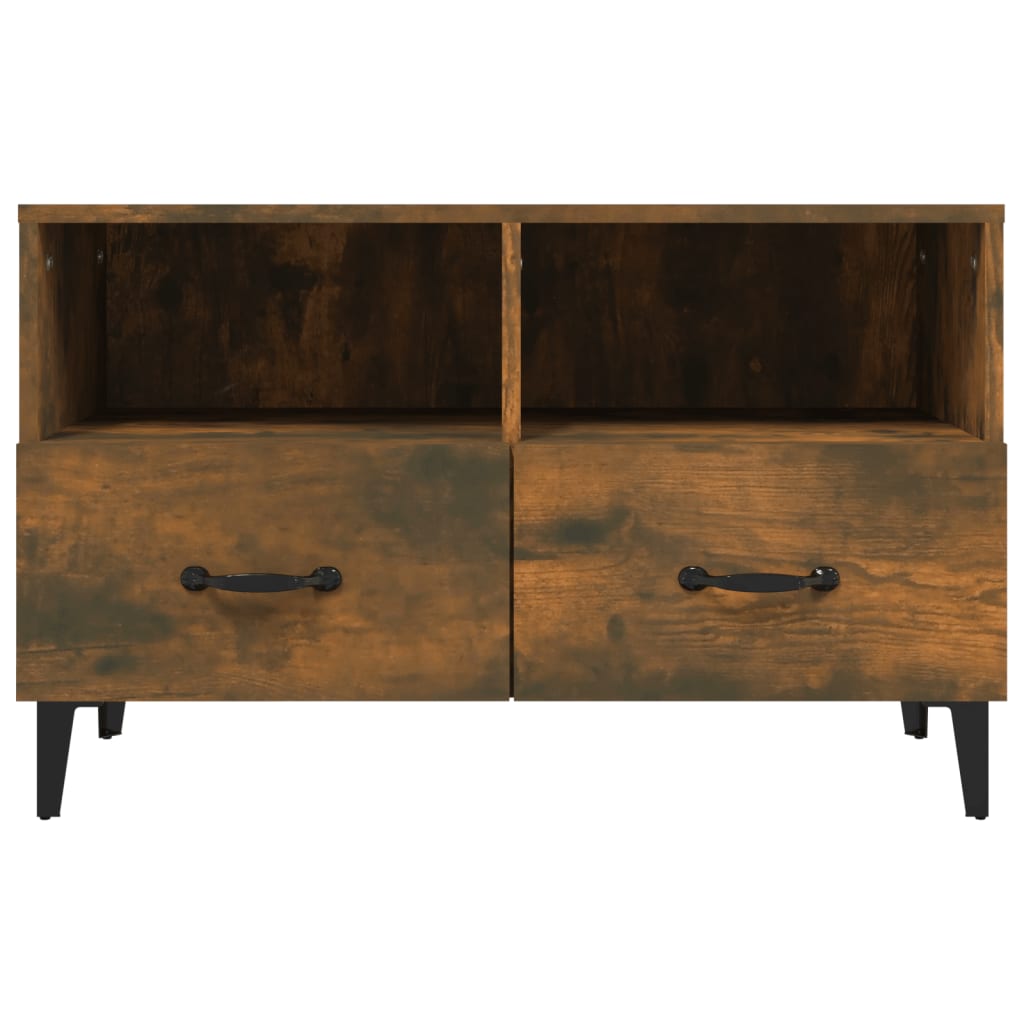 vidaXL Comodă TV, stejar fumuriu, 80x36x50 cm, lemn prelucrat