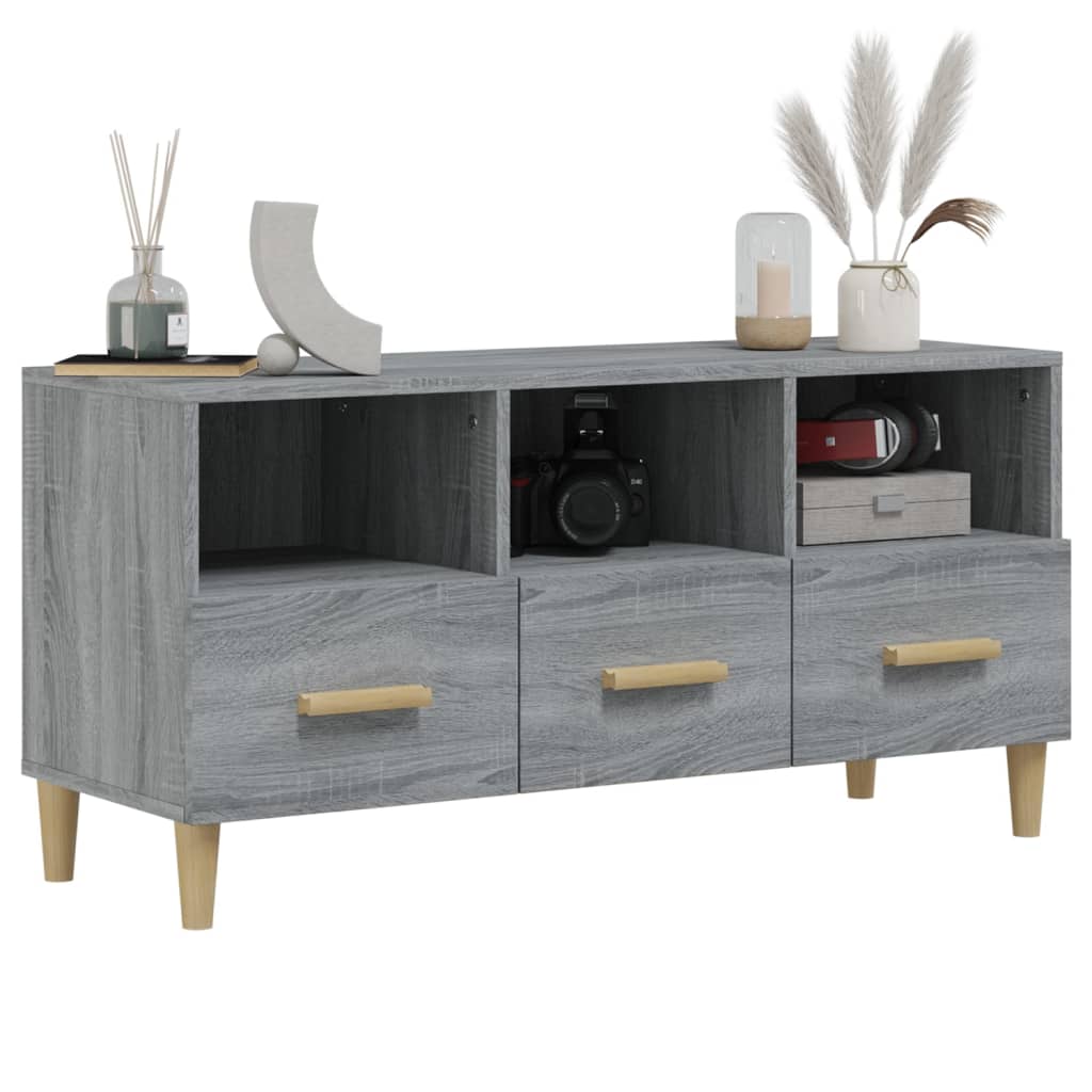 vidaXL Comodă TV, gri sonoma, 102x36x50 cm, lemn compozit vidaXL Comodă TV, gri sonoma, 102x36x50 cm, lemn compozit